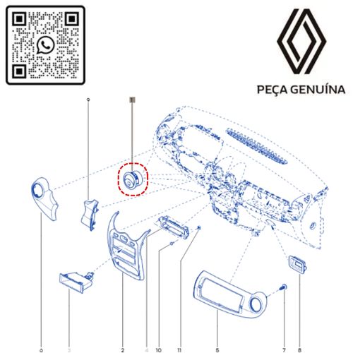RN 07266R 687607266R Difusor De Ar Central Grafite Renault Sandero_ Duster_ Logan 3